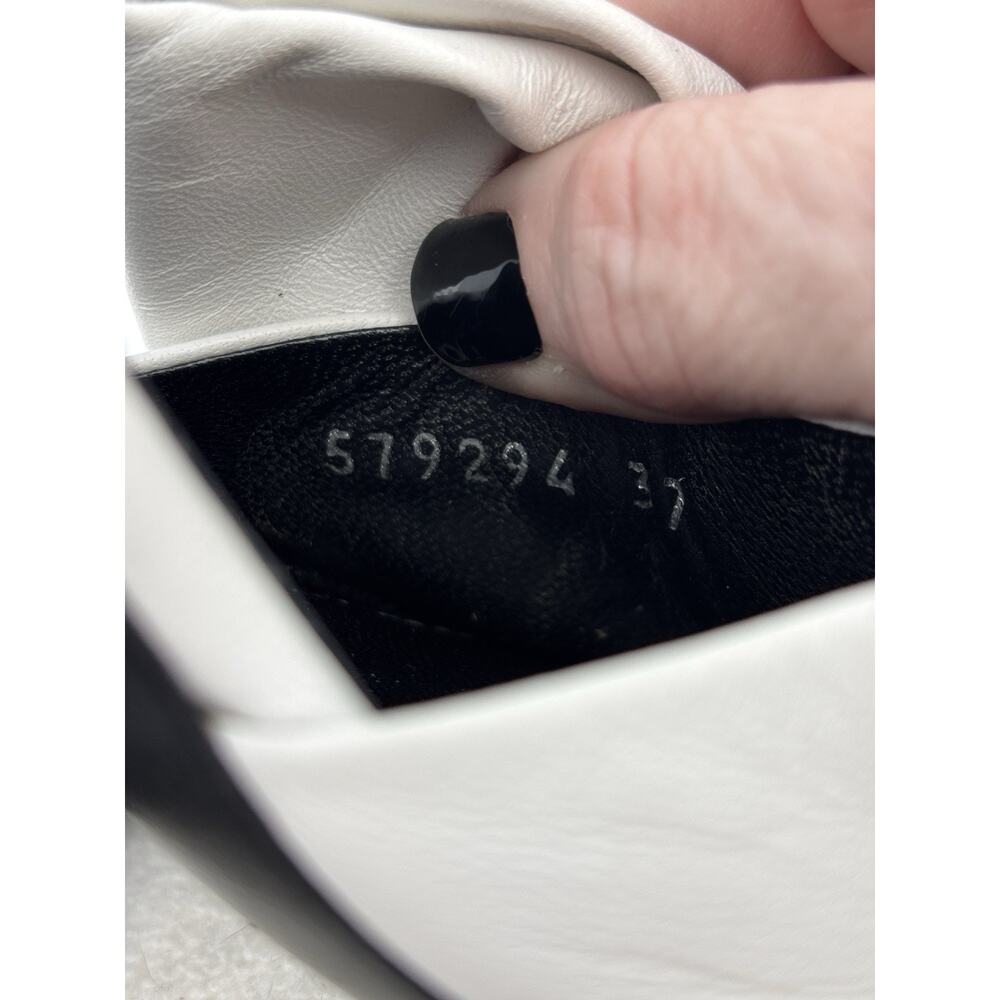 Balenciaga Knife Bow Sandals White Leather Size 37 / 7 Ankle Strap Pillow Puff - Picture 6 of 16